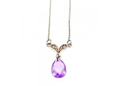 925 Sterling Silver Amethyst & CZ Necklace Pendant