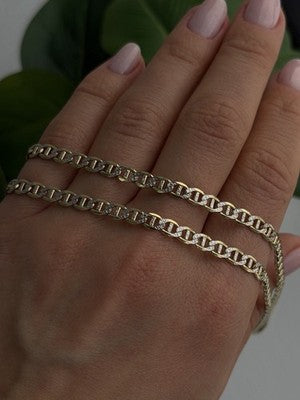 14K Yellow Gold & 925 Sterling Silver Italy Chain Necklace Length 20 in