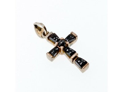 925 Sterling Silver Black Agate Cross Pendant