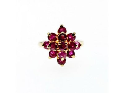 14K Yellow Gold Ruby Ring Size 6.75