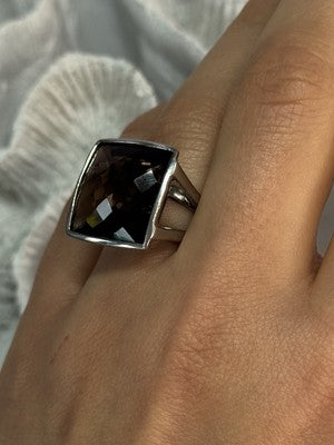 925 Sterling Silver Brown Tourmaline Ring Size 7