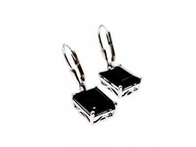 925 Sterling Silver Black Agate Earrings