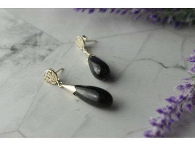 925 Sterling Silver Black Jasper Stud Earrings
