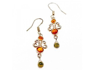 925 Sterling Silver Amber Earrings