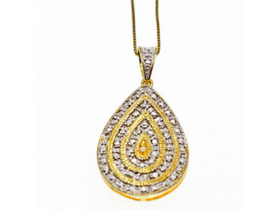 925 Sterling Silver Gold Plated CZ "Drop" Chain With Pendant