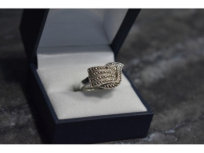 925 Sterling Silver Marcasites Ring Size 5.5
