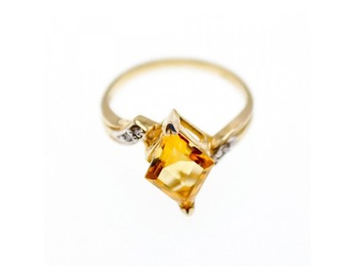 10K Yellow Gold Heliodor & Diamonds Ring Size 7
