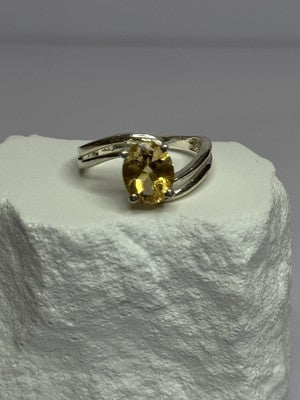 925 Sterling Silver Citrine Ring Size 8