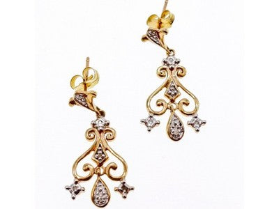 10K Yellow Gold Diamonds Earrings