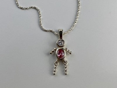 925 Sterling Silver CZ "Funny Man" Chain With Pendant