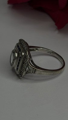 925 Sterling Silver Aquamarine, Sapphire & White Beryl Ring Size 9