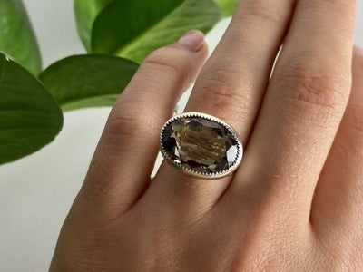 Vintage 925 Sterling Silver Hessonite Ring Size 6.5