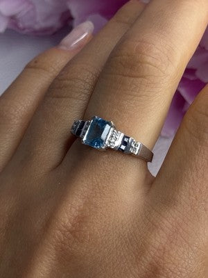 925 Sterling Silver Topaz Sapphire Beryl Ring Size 8