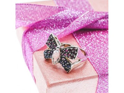 925 Sterling Silver White Topaz, Spinel & Tourmaline "Butterfly" Ring Size 8.5