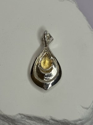 925 Sterling Silver Citrine Pear Pendant Length 1.3 Inch
