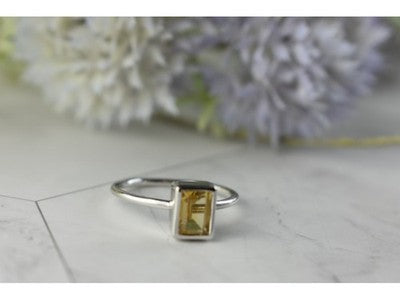 925 Sterling Silver Citrine Ring Size 7.5