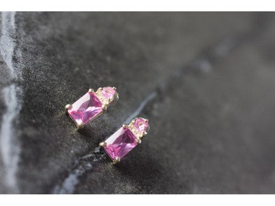 925 Sterling Silver Pink Topaz Stud Earrings