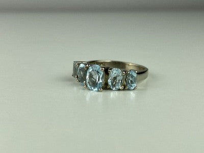 925 Sterling Silver Blue Spinel Ring Size 6.5