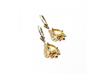 925 Sterling Silver Yellow Tourmaline Earrings