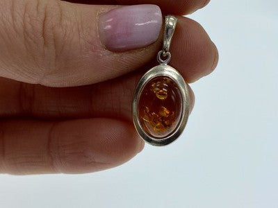 925 Sterling Silver Amber Pendant