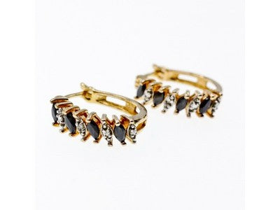 925 Sterling Silver Gold Plated Sapphires & CZ Earrings