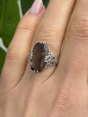 925 Sterling Silver Brown Tourmaline Ring Size 7