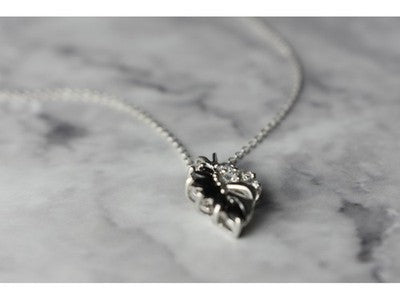 925 Sterling Silver Dark Blue Spinel & CZ Chain With Pendant