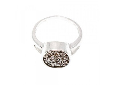 925 Sterling Silver Druzy Pyrite Ring Size 10.5