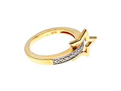 925 Sterling Silver Gold Plated Sapphires "Star" Ring Size 7.5