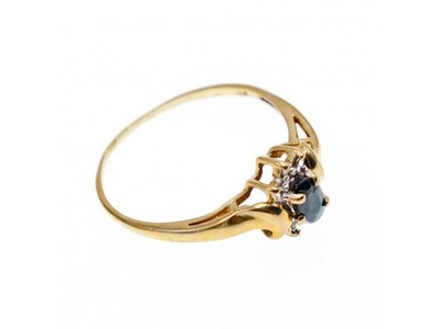 10K Yellow Gold Spinel & Diamonds Ring Size 8.5