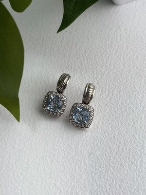 925 Sterling Silver Blue & White Topaz Earrings