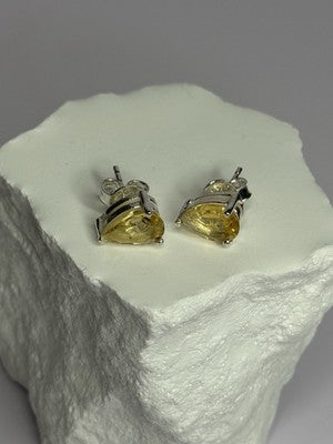 925 Sterling Silver Citrine Earrings Length 0.4 Inch