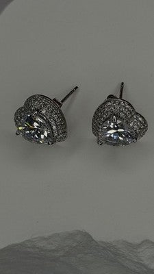 925 Sterling Silver Moissanite Heart Stud Earrings