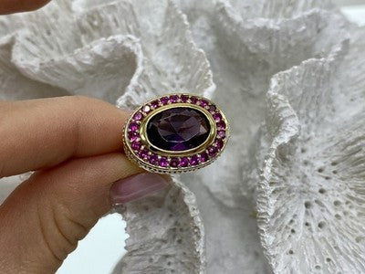 925 Sterling Silver Gold Plated CZ Ring Size 5.5