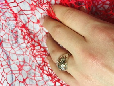925 Sterling Silver Gold Plated Inserts Ring Size 6.5