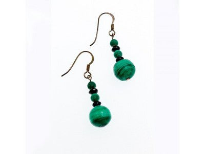 925 Sterling Silver Malachite Dangle Earrings