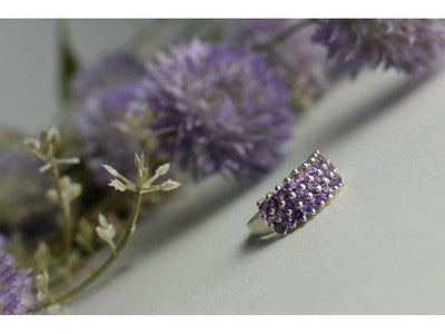 925 Sterling Silver Purple Tourmaline Ring Size 8.5