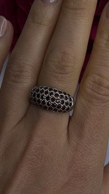 Beautiful 925 Sterling Silver Red Garnet Ring Size 7.5