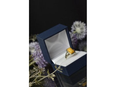 925 Sterling Silver Yellow Jasper Ring Size 7.5