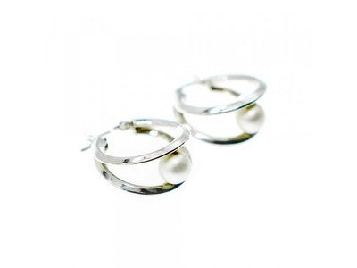 925 Sterling Silver Pearls Earrings Italy