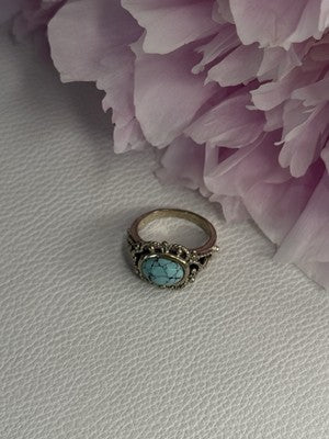 Vintage 925 Sterling Silver Turquoise Ring Size 5