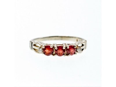 925 Sterling Silver Spessartine & CZ Ring Size 8