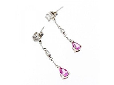 925 Sterling Silver Pink Spinel & CZ Stud Earrings