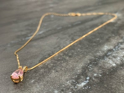 14 K Yellow Gold Morganite Chain With Pendant