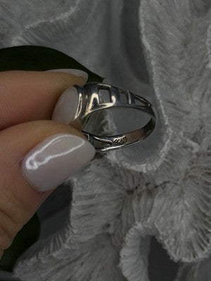 925 Sterling Silver White Abalone Mother of Pearl Ring Size 7