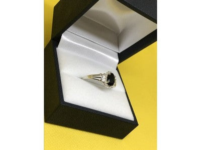 925 Sterling Silver Black Spinel Ring Size 7