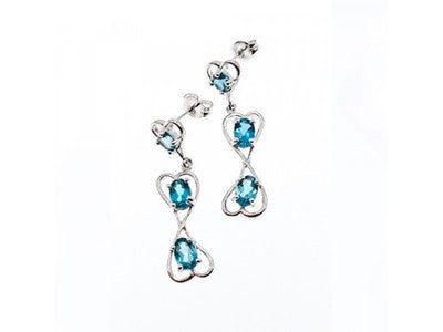 925 Sterling Silver Aquamarine "Hearts" Earrings