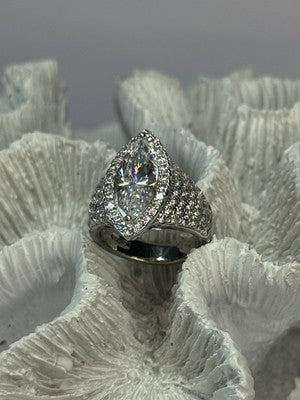 Shiny 925 Sterling Silver CZ Ring Size 6