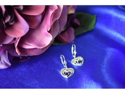 925 Sterling Silver Sapphire "Hearts" Earrings