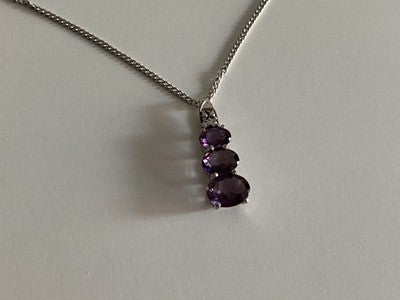 Chain With Pendant Purple CZ